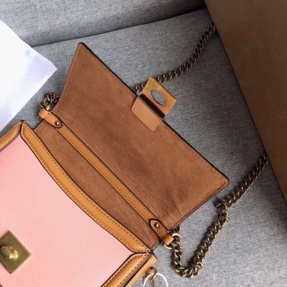 🌺🌹 Coach Colorblock Hutton Shoulder Bag Brass/Ivory Blush Multi 89070 - Picture 11 of 13